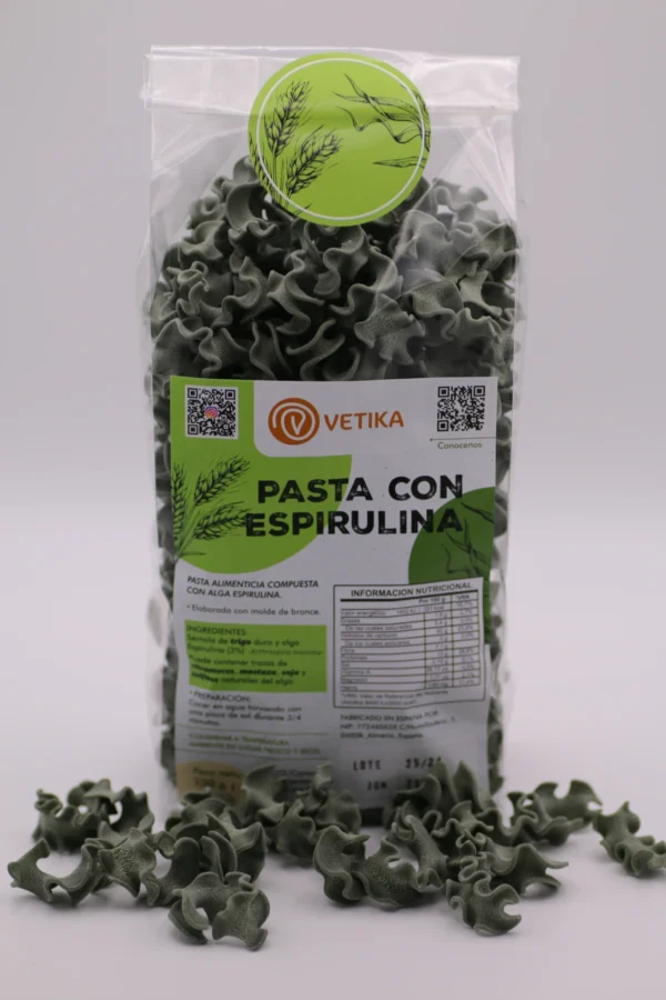 Pasta Pappardelle ricce corto con Spirulina de Vetika (250g)